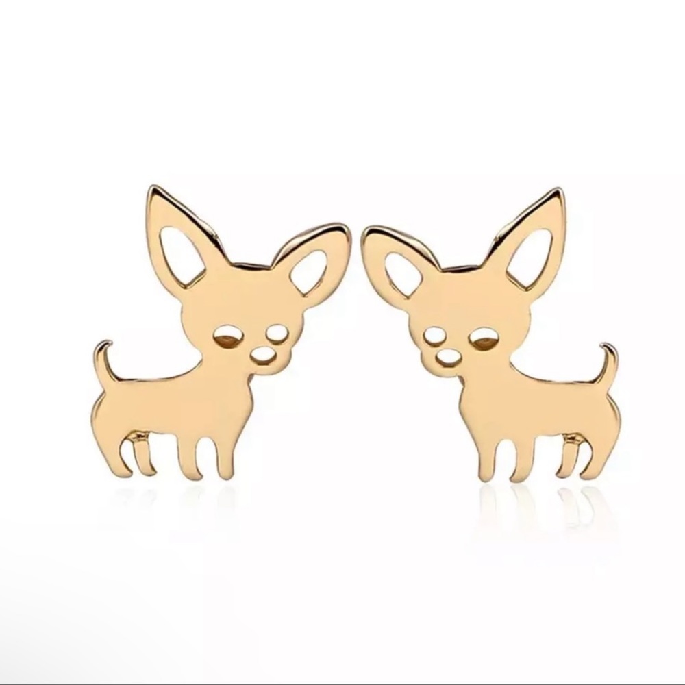 Gold dog earrings jewelry jewels gift - Picture 1 of 1